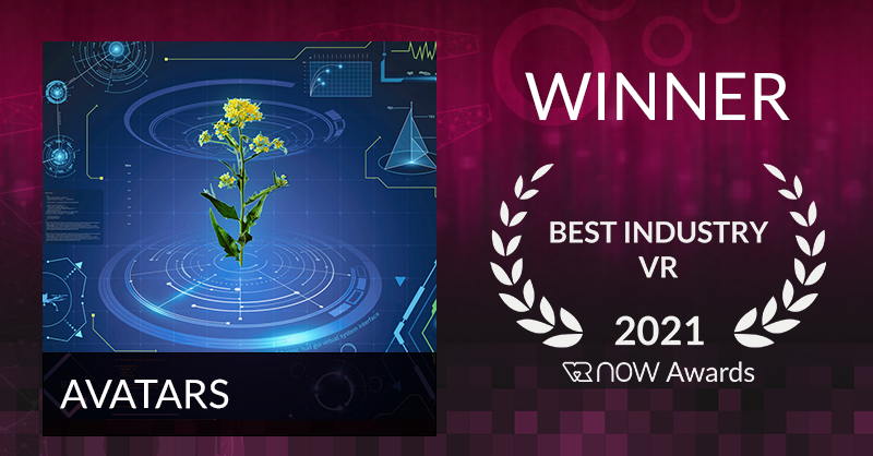 VRNow Award Certificate for AVATARS Project for the Best Industry VR submission in 2021